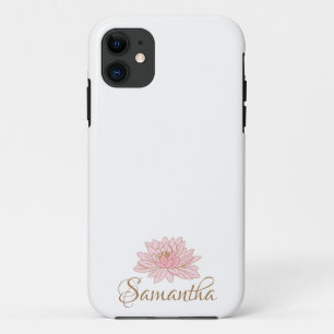 Capa Para iPhone 11 Nome Bonito Floral Personalizado Cor-de-Rosa Cor-d