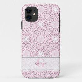Capa Para iPhone 11 Nome Bonito Pink Confetti Lace Azulejo Mandala