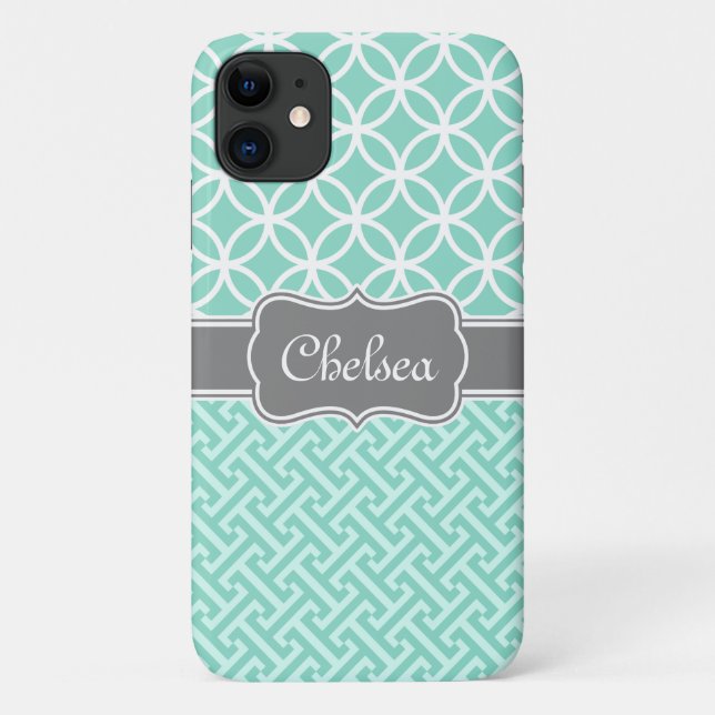 Capa Para iPhone 11 Nome da Cinza de Chave e Círculo da Moeda Grega (Verso)