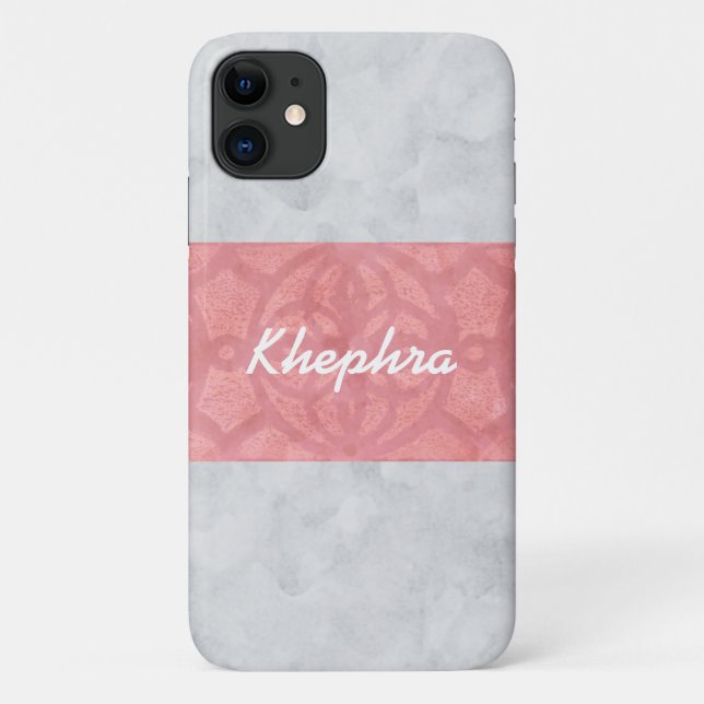 Capa Para iPhone 11 Nome de Aquarela da Cinza Rosa-Rosa-Rosa (Verso)