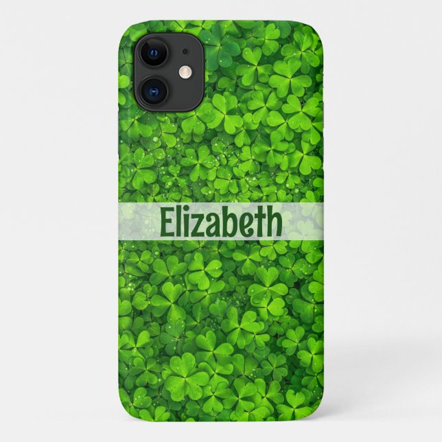 Capa Para iPhone 11 Nome do Adicionar do Shamrock Personalizado (Verso)
