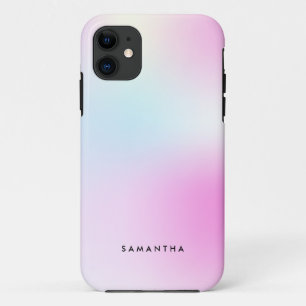 Capa Para iPhone 11 Nome do Monograma de Gradação Rosa Moderno