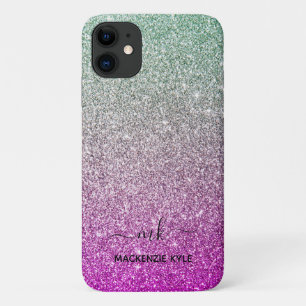 Capa Para iPhone 11 Nome do Monograma do Manteiga Rosa Gito-Rosa Glitt