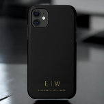 Capa Para iPhone 11 Nome do Monograma Dourado Minimalista Negro Clássi<br><div class="desc">Eleve o seu smartphone com a nossa capas de iphone Clássica Elegante Moderna e Minimalista do Nome do Monograma. Esse caso meticulosamente projetado combina sofisticação do eterno com o minimalismo contemporâneo. Criado à perfeição, ele não só protege seu dispositivo, como também adiciona um toque de estilo personalizado. As opções de...</div>