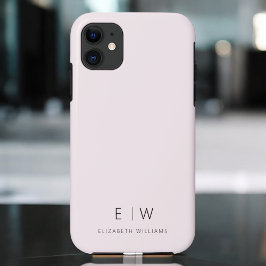 Capa Para iPhone 11 Nome do Monograma Mínimo Elegante Cor-de-rosa