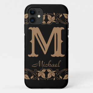 Capa Para iPhone 11 Nome do Monograma Personalizado Floral Clássico da