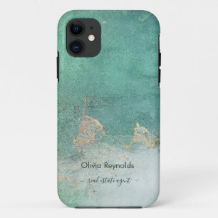 Capa Para iPhone 11 Nome Dourado Mínimo Moderno de Teal Molhado