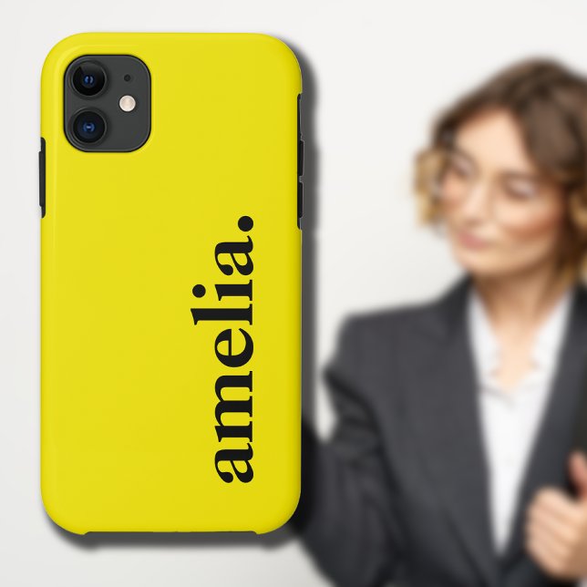 Capa Para iPhone 11 Nome Elegante de Cor Sólida Canário Amarelo (Criador carregado)