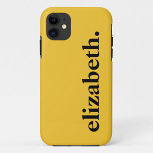 Capa Para iPhone 11 Nome Elegante de Cor Sólida Dourada Saffron