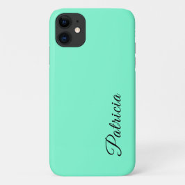 Capa Para iPhone 11 Nome Elegante Minimalista de Cor Sólida Aquamarina