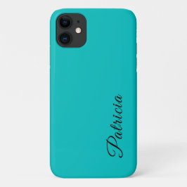 Capa Para iPhone 11 Nome Elegante Minimalista de Cor Sólida Azul Aqua