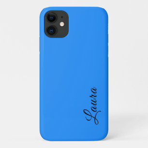 Capa Para iPhone 11 Nome Elegante Minimalista de Cor Sólida Azul de Ca