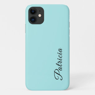 Capa Para iPhone 11 Nome Elegante Minimalista de Cor Sólida de Aqua Pá