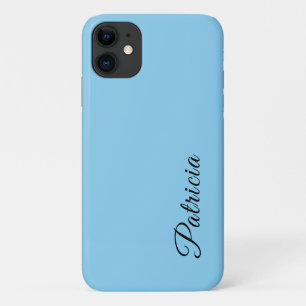 Capa Para iPhone 11 Nome Elegante Minimalista de Cor Sólida do Bebê Az