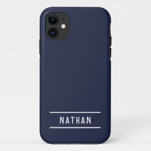 Capa Para iPhone 11 Nome em negrito   Marinho simples azul