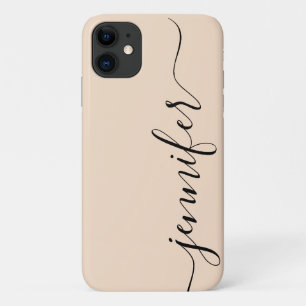 Capa Para iPhone 11 Nome Girly Personalizado, Script de Rico, Linen/Pr