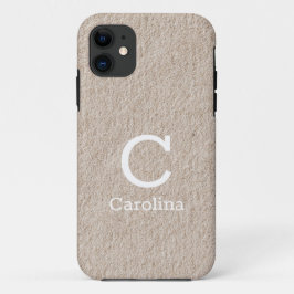 Capa Para iPhone 11 Nome inicial Beige Texture Elegant