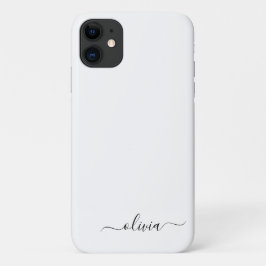 Capa Para iPhone 11 Nome Moderno do Monograma de Script Negra Branca