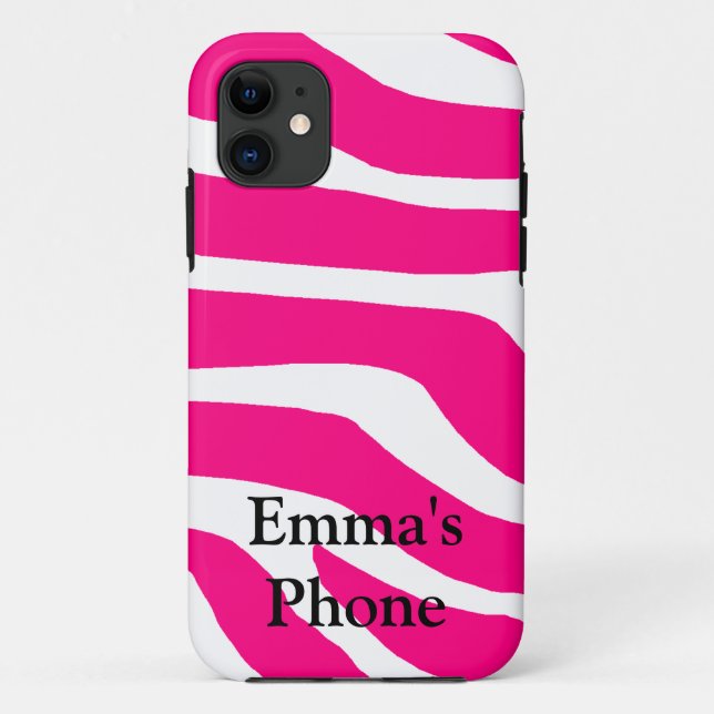 Capa Para iPhone 11 Nome Monogrammed da zebra (Verso)