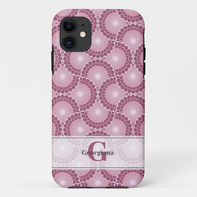 Capa Para iPhone 11 Nome Personalizado 1920 Dot RADIANTE Dusky Rosa Do (Verso)