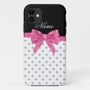 Capa Para iPhone 11 Nome personalizado arco brilhante cor-de-rosa de d