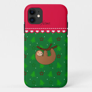 Capa Para iPhone 11 Nome personalizado árvores de natal verdes de preg