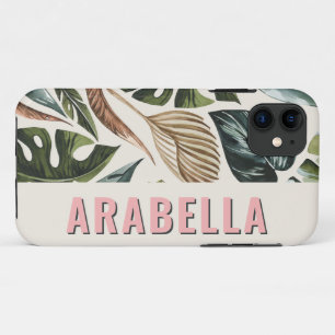 Capa Para iPhone 11 Nome personalizado botânico das folhas tropicais