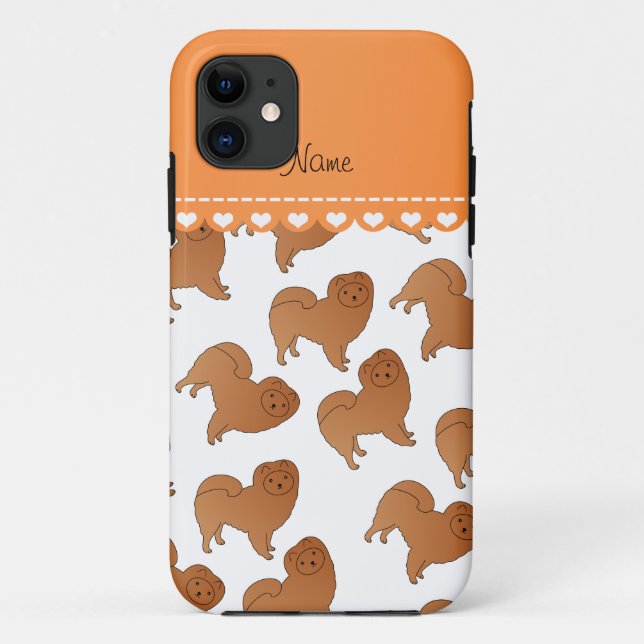 Capa Para iPhone 11 Nome personalizado Cães de vaca brancos (Verso)
