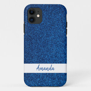 Capa Para iPhone 11 Nome personalizado cintilante Brilho azul