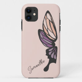 Capa Para iPhone 11 Nome Personalizado da Borboleta Mosaica
