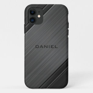 Capa Para iPhone 11 Nome Personalizado da Cinza de Design de Textura d