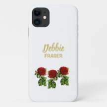 Nome personalizado da flor vermelha e das folhas v