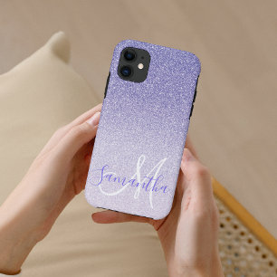 Capa Para iPhone 11 Nome Personalizado da Glitter Roxo Moderno