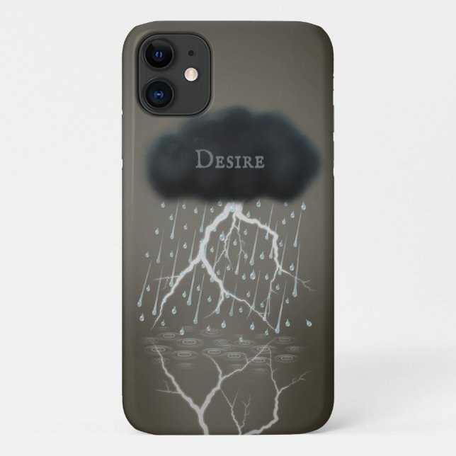 Capa Para iPhone 11 Nome Personalizado da Nuvem de Chuva Surreal ou Te (Verso)