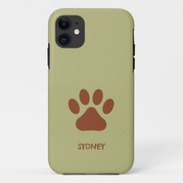 Capa Para iPhone 11 Nome personalizado da pata de cão castanho