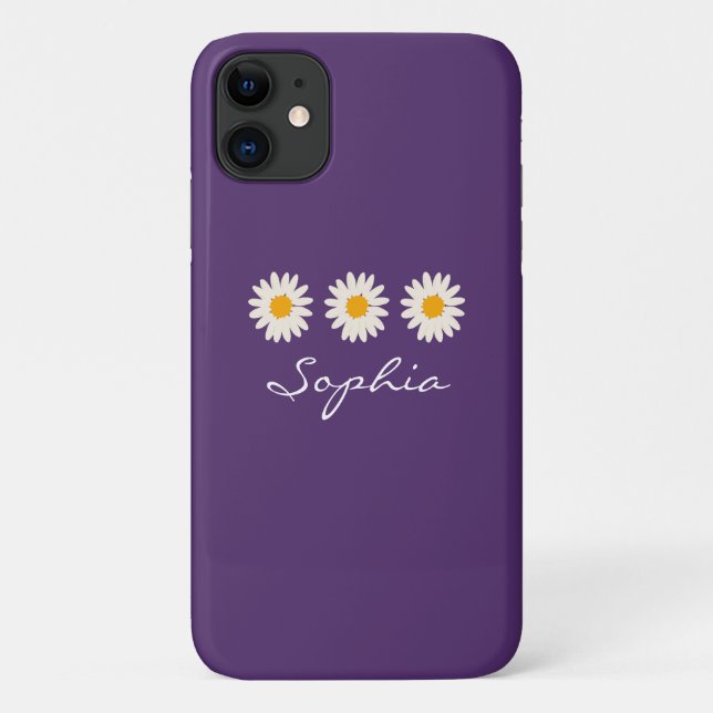 Capa Para iPhone 11 Nome personalizado Daisy Flower (Verso)