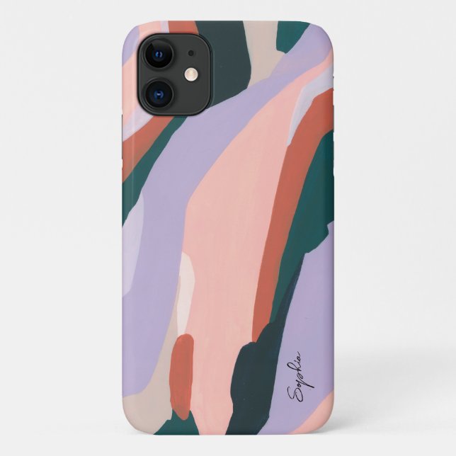 Capa Para iPhone 11 Nome Personalizado de Abstrato de Arte Moderna Col (Verso)