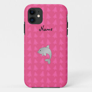 Capa Para iPhone 11 Nome personalizado de árvores de natal cor-de-rosa