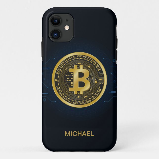 Capa Para iPhone 11 Nome Personalizado de Criptomoeda Básica Dourada (Verso)