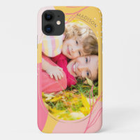 Nome Personalizado de Foto Floral Laranja Cor-de-R