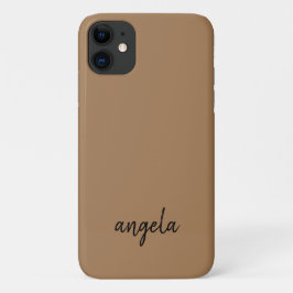 Capa Para iPhone 11 Nome personalizado de na moda castanho moderno