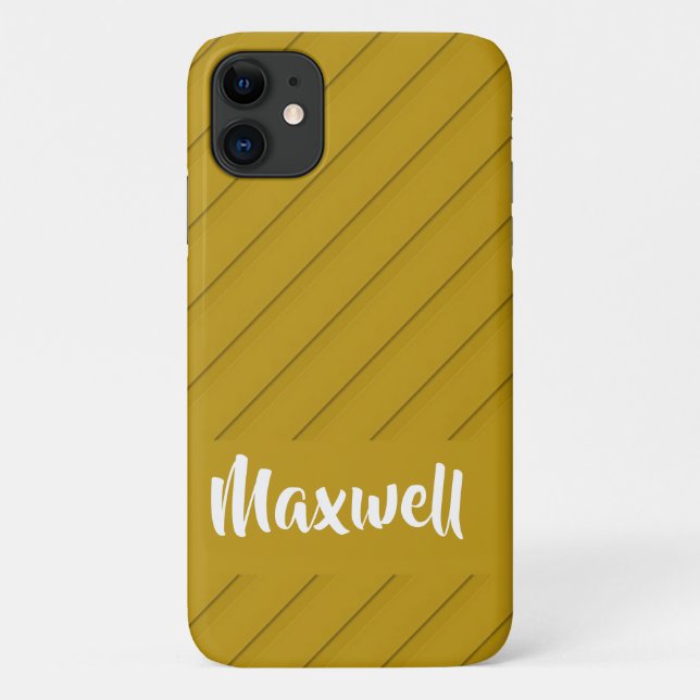 Capa Para iPhone 11 Nome personalizado de plástico diagonal castanho t (Verso)