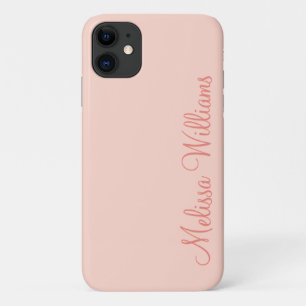 Capa Para iPhone 11 Nome Personalizado de Script Sólido e Rosa Moderno