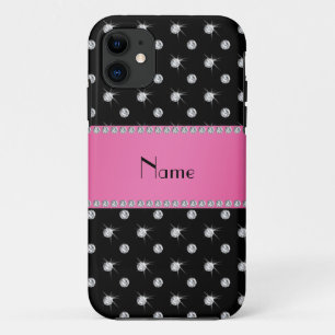 Capa Para iPhone 11 Nome personalizado: diamantes negros - faixa cor-d