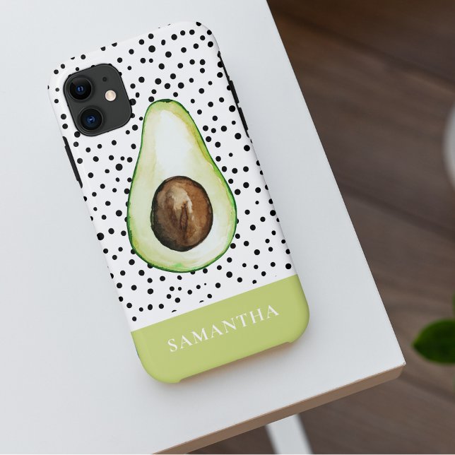 Capa Para iPhone 11 Nome Personalizado do Avocado Verde Moderno (Criador carregado)