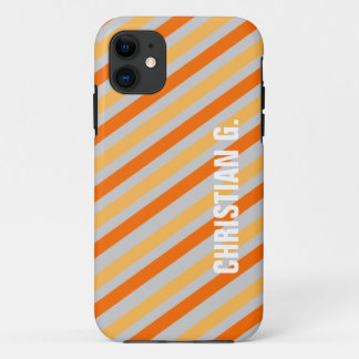 Capa Para iPhone 11 Nome personalizado do padrão de faixa amarelo alar