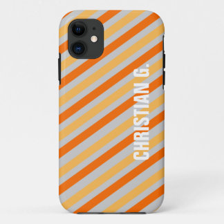 Capa Para iPhone 11 Nome personalizado do padrão de faixa amarelo alar