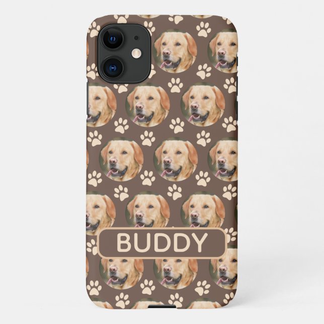 Capa Para iPhone 11 Nome Personalizado do Pet Photo Pattern (Verso)