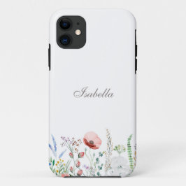 Capa Para iPhone 11 Nome Personalizado do Prado de Flores Selvagem de