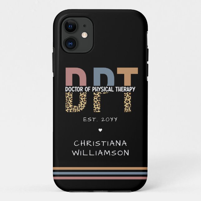 Capa Para iPhone 11 Nome Personalizado DPT Doutor em Terapia Física Ch (Verso)